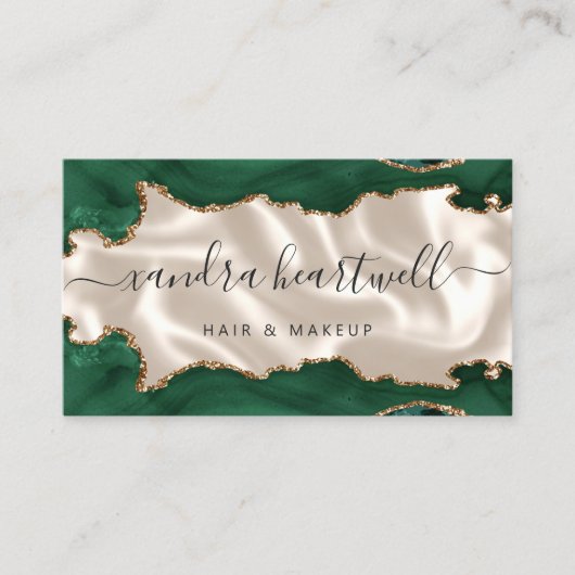 Emerald Green Gold Agate Ivory Luxury Visitekaartje (Voorkant)