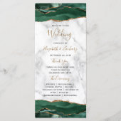 Emerald Green Gold Agate Marble Wedding Programmakaart (Voorkant)