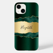 Emerald green gold agate marmer name script Case-Mate iPhone case (Achterkant)