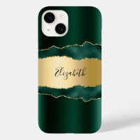 Emerald green gold agate marmer name script