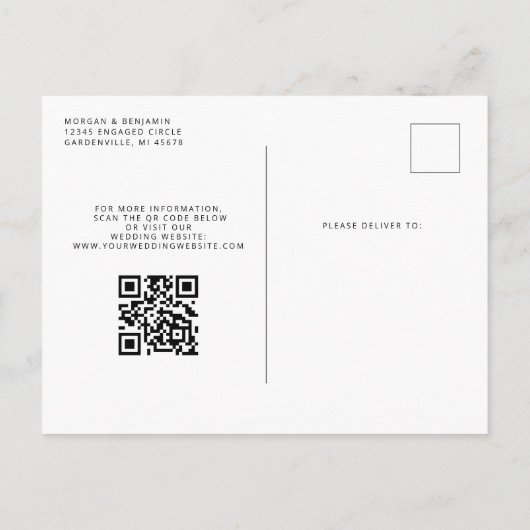Emerald Green Gold Agate QR-code Save the Date Aankondigingskaart (Achterkant)