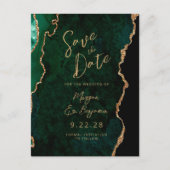 Emerald Green Gold Agate QR-code Save the Date Aankondigingskaart (Voorkant)