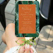 Emerald Green Gold Agate Rust Wedding Program Handwaaier