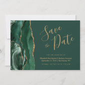 Emerald Green Gold Agate Save the Date Kaart (Voorkant)