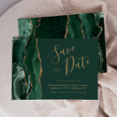 Emerald Green Gold Agate Save the Date Kaart