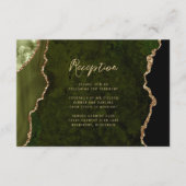 Emerald Green Gold Agate Script Wedding Reception Informatiekaartje (Voorkant)