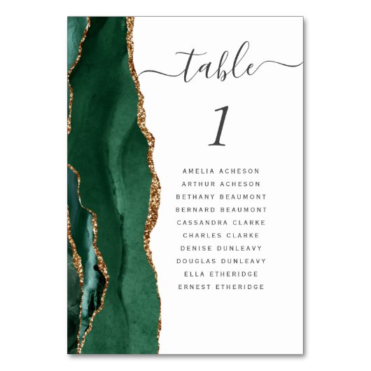 Emerald Green Gold Agate Wedding Kaart (Voorkant)