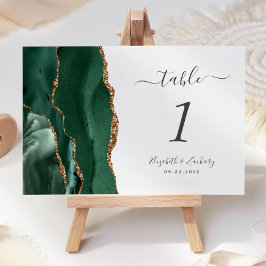 Emerald Green Gold Agate Wedding Kaart