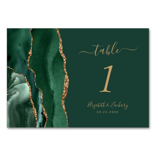 Emerald Green Gold Agate Wedding Kaart (Achterkant)