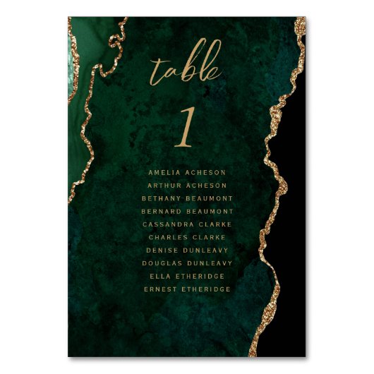 Emerald Green Gold Agate Wedding Kaart (Achterkant)