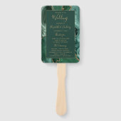 Emerald Green Gold Agate Wedding Programme Handwaaier (Voorkant)
