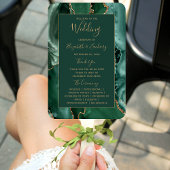 Emerald Green Gold Agate Wedding Programme Handwaaier