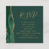 Emerald Green Gold Agate Wedding QR Code RSVP Informatiekaartje (Voorkant)