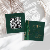 Emerald Green Gold Agate Wedding QR Code RSVP Informatiekaartje