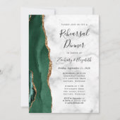 Emerald Green Gold Agate Wedding Rehearsal Dinner Kaart (Voorkant)