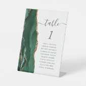 Emerald Green Gold Agate Wedding Table Number Reclamebord Met Voetstuk (Voorkant)