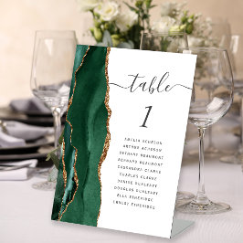Emerald Green Gold Agate Wedding Table Number Reclamebord Met Voetstuk
