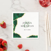Emerald Green Gold Agate White Elegant Wedding Servet (Insitu)