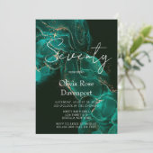 Emerald Green Gold Alcohol Ink 70e verjaardag Kaart (Staand voorkant)