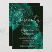 Emerald Green Gold Alcohol Ink 70e verjaardag Kaart (Voorkant / Achterkant)