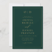 Emerald Green Gold All in One QR Code Wedding Kaart (Voorkant)