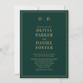 Emerald Green Gold All in One QR Code Wedding Kaart (Voorkant)