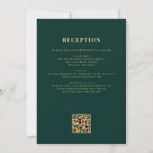 Emerald Green Gold All in One QR Code Wedding Kaart (Achterkant)