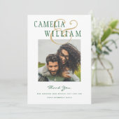 Emerald Green Gold Ampersand Wedding PHOTO Kaart (Staand voorkant)