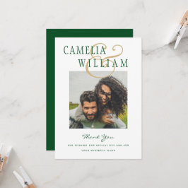 Emerald Green Gold Ampersand Wedding PHOTO Kaart
