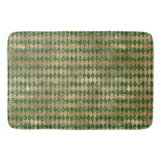 Emerald Green & Gold Argyle Pattern Badmat (Voorkant)