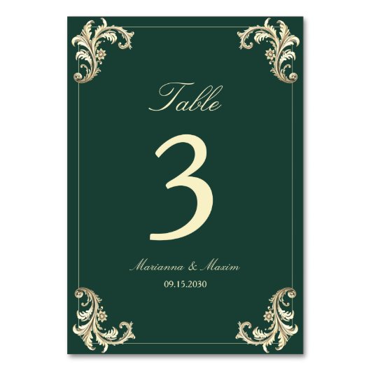 Emerald Green Gold Barok bruiloft Kaart (Voorkant)