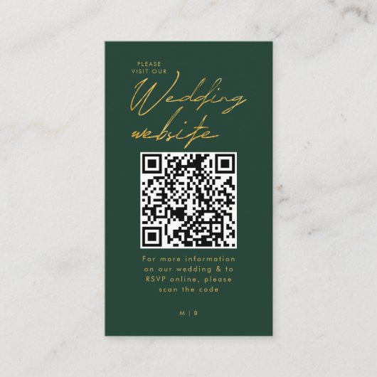 Emerald Green Gold Bezoek onze trouwwebsite Informatiekaartje (Voorkant)