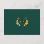 Emerald Green & Gold Birds Flowers Weddenschap Det Informatiekaartje (Achterkant)