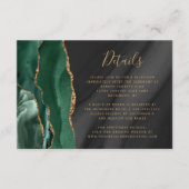 Emerald Green Gold Black Agaat Wedding Details Informatiekaartje (Voorkant)