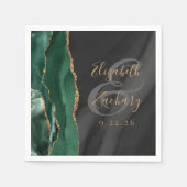 Emerald Green Gold Black Agate Script Wedding Servet (Voorkant)
