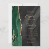 Emerald Green Gold Black Waterverf Agaat Wedding Kaart (Voorkant)