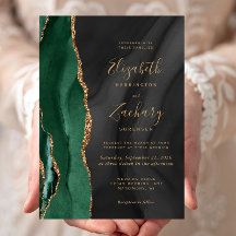 Emerald Green Gold Black Waterverf Agaat Wedding