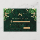 Emerald Green Gold Bloemagaat bruiloft RSVP Informatiekaartje (Voorkant)