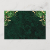 Emerald Green Gold Bloemagaat bruiloft RSVP Informatiekaartje (Achterkant)