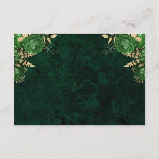 Emerald Green Gold Bloemagaat bruiloft RSVP Informatiekaartje (Achterkant)