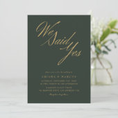 Emerald Green Gold Boho Foto We zeiden Ja Trouwen Kaart (Staand voorkant)