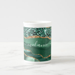 Emerald Green Gold Bone China Mok met aangepaste n