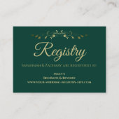 Emerald Green  Gold Border Wedding Registry Informatiekaartje (Voorkant)