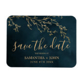 Emerald Green Gold Botanical Elegant Save the Date Magneet (Horizontaal)