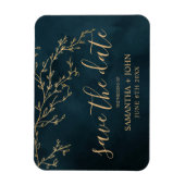 Emerald Green Gold Botanical Elegant Save the Date Magneet (Verticaal)