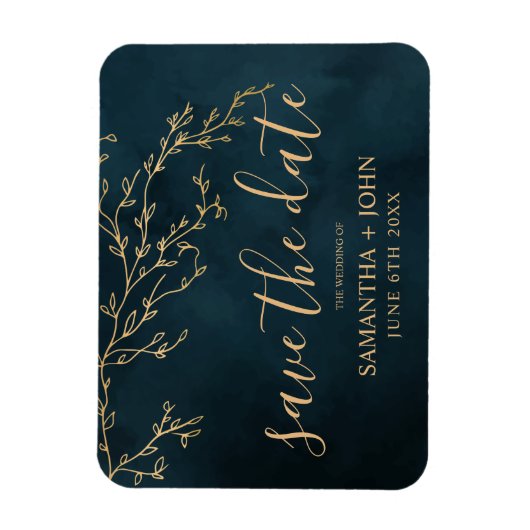 Emerald Green Gold Botanical Elegant Save the Date Magneet (Verticaal)