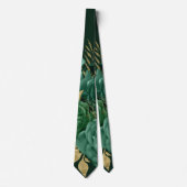 Emerald Green Gold Botanical Floral Wedding Groom Stropdas (Voorkant)