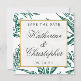 Emerald Green Gold Botanical Photo Save the Date