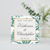 Emerald Green Gold Botanical Photo Save the Date (Staand voorkant)