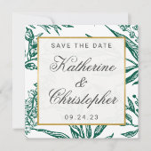 Emerald Green Gold Botanical Photo Save the Date (Voorkant)